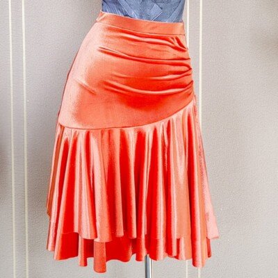 Latin salsa tango rumba Cha cha Square Ballroom Dance Dress#G932 Skirt Orange