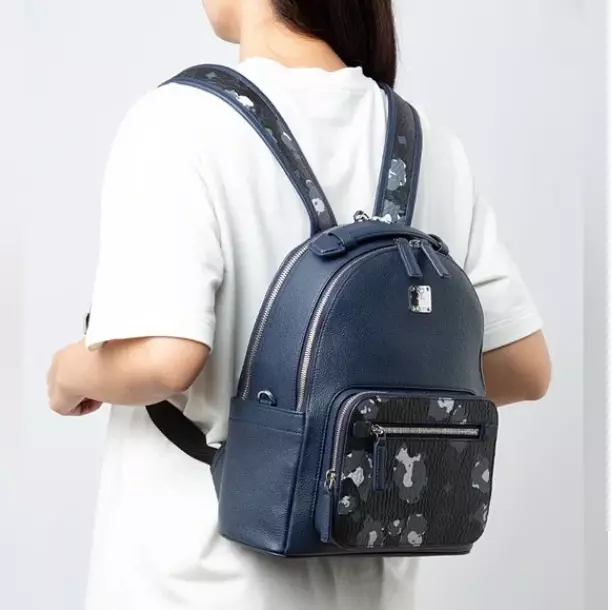 MCM Stark Visetos Blue Backpack