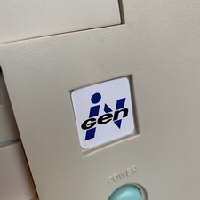 INGEN Jurassic Park 386 486 Computer Case Badge Flat Sticker Retro PC 1x1 WHITE