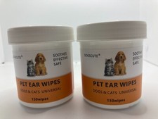 2 cT DOGSCUTE Cat and Dog Ear Cleaner Wipes Otic Veterinary Ear - 150 ct each