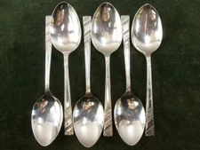 6 Vintage Viners EPNS Dessert Spoons Silver Rose pattern silver plated