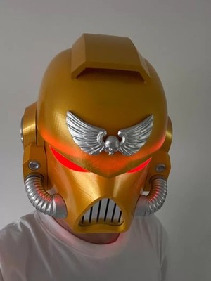 Warhammer 40K Imperial Fists Space Marine Helmet Cosplay LED Mask