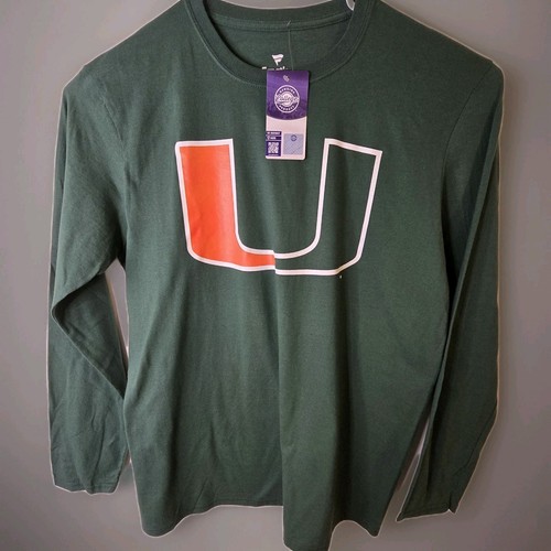 Miami Hurricanes Shirt Mens XL Green NCAA Football Fanatics Long Sleeve The U