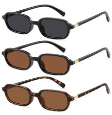 Rectangular Sunglasses for Narrow Trendy Small 90s Style Square Frame UV Prot...