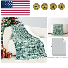 Reversible and Ultra-Plush Flannel Fleece-Winter Christmas Sherpa Throw- Ligh...