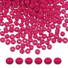 Glass Beads 4mm Hole Loose Beads for Bracelet Earring Making Dark Fuchsia