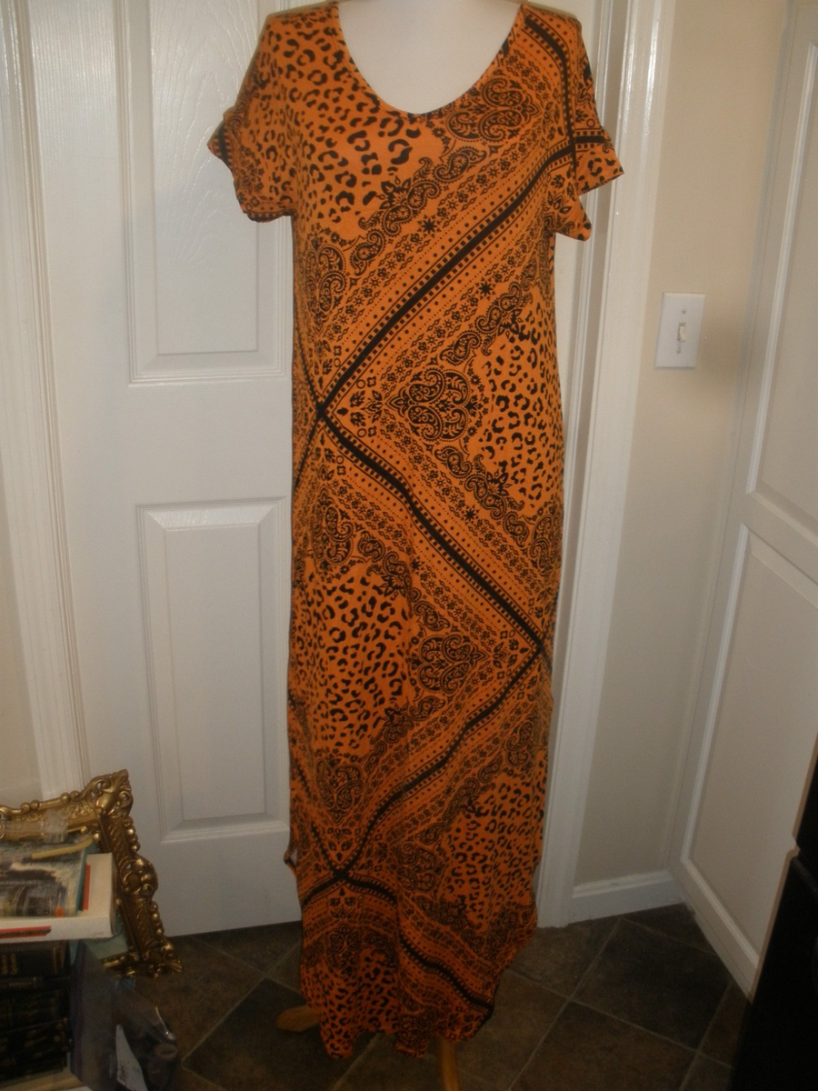 New Women's Short Sleeve Long Dress LuLaRoe Macy-XS Orange w/black design (C11) | eBay New Women's Short Sleeve Long Dress LuLaRoe Macy-XS Orange w/black design (C11) | eBay