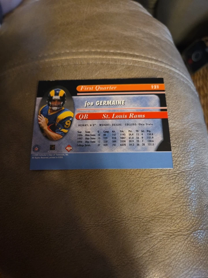 1999 Collector's Edge Odyssey Joe Germaine #121 Rookie RC Rams - Image 2 of 2