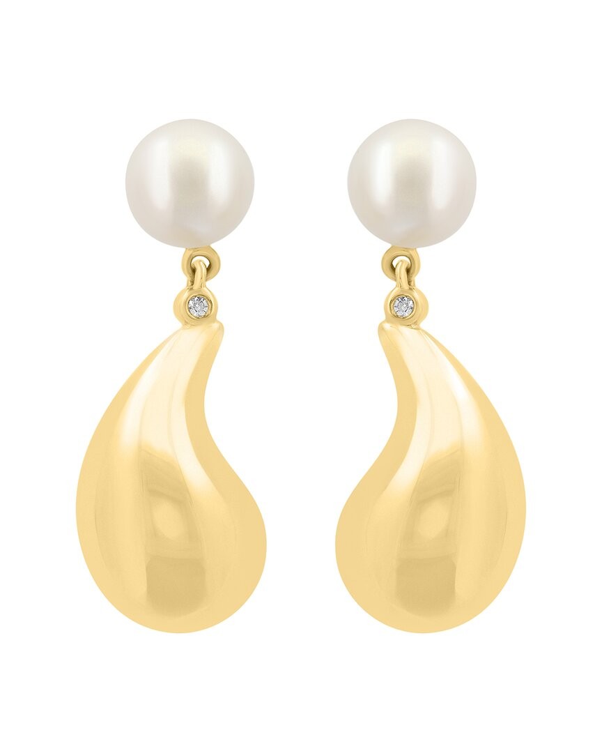 Женские серьги Effy Fine Jewelry с бриллиантами 14 Карат 001 Карата и жемчугом 6 мм 183390₽