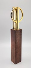 Mid Century Italian Scissor  Letter Opener Desk Set. Wood  Leather. Very nice.