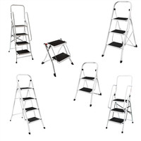 2 3 4 Step Ladder Folding Portable Compact Heavy Duty Iron Anti-Slip Mat Stool
