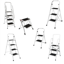 2 3 4 Step Ladder Folding Portable Compact Heavy Duty Iron Anti-Slip Mat Stool