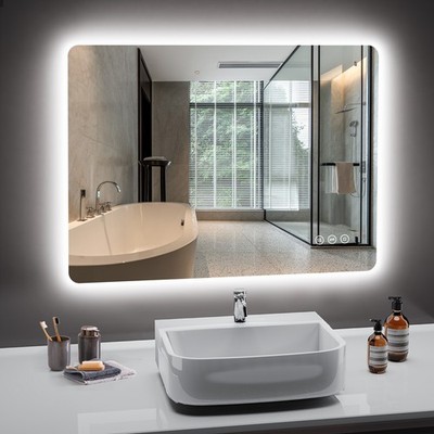 LED Badezimmerspiegel mit Beleuchtung Dimmbar und Antibeschlag Touch-Schalter