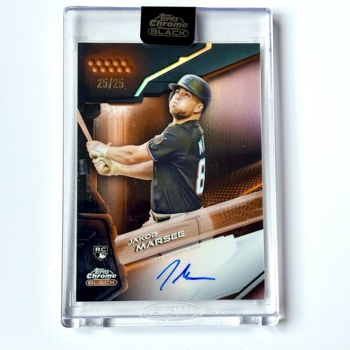 JAKOB MARSEE 2026 Topps Chrome Black Auto Orange Refractor /25 Rookie - Afbeelding 1 van 2