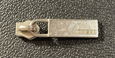 #ad Gucci 1.25” Silver Tone Zipper Pull Only Spare For Crafts Or Zip Fix $9.99