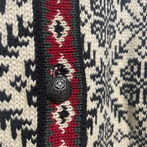 L.L. BEAN Vintage 90s Fair Isle Nordic Snowflake Cotton Chunky Knit Cardigan - Picture 4 of 9