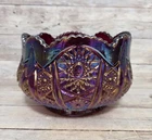 Vintage Indiana Glass Heirloom Sunset Ruby Red Carnival Iridescent Rose Bowl