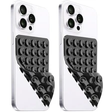 2 Pack Silicone Suction Cup Phone Case Mount Double Sided, Hands-Free Strong ...