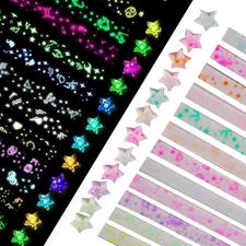 Star Origami, Colorful Decorative Paper Strips, Origami Paper Strips, DIY Origam