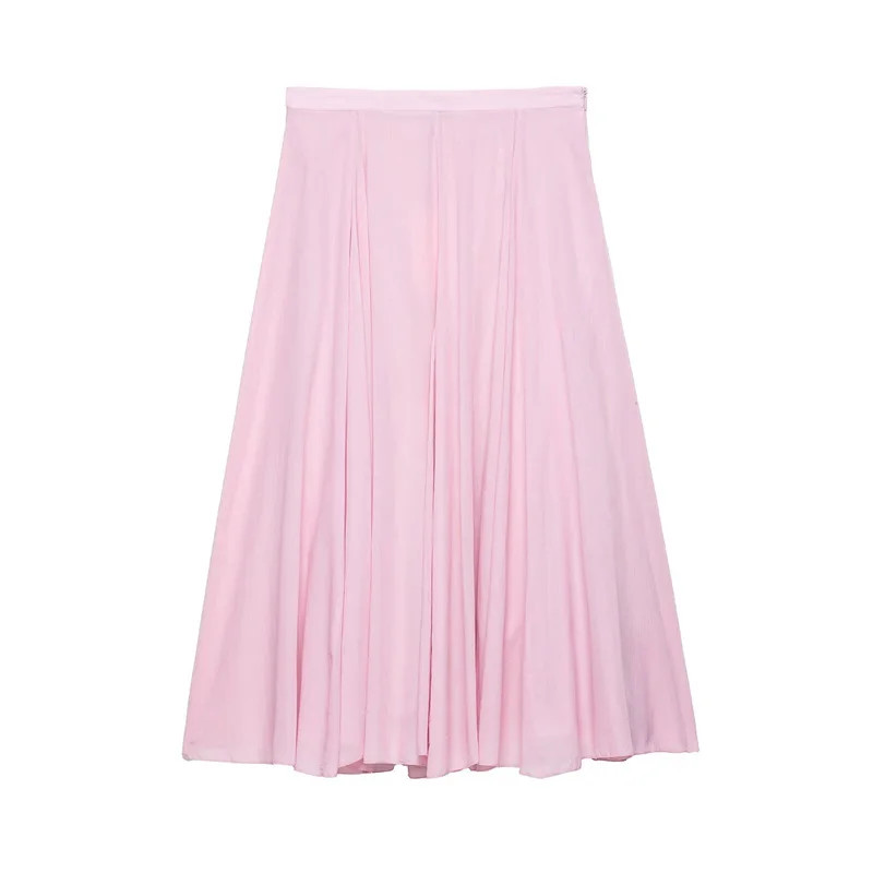 Women's Skirt New Summer 2025 Pink Pleated Midi Skirt A hem looks slim Casual an