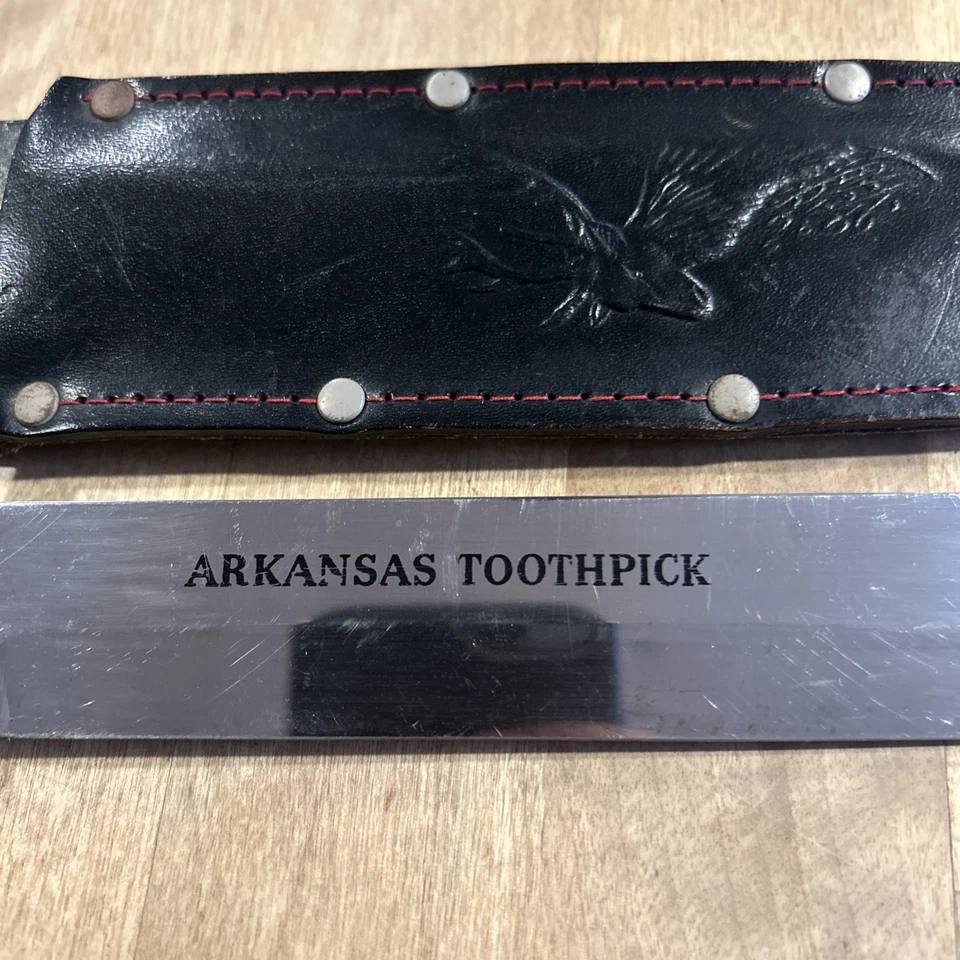 CUCHILLO Y FUNDA BOWIE ALEMÁN DE COLECCIÓN MARCA EDGE 432 HOJA FIJA - ¡Palillo de dientes Arkansas! Foto 2 de 4