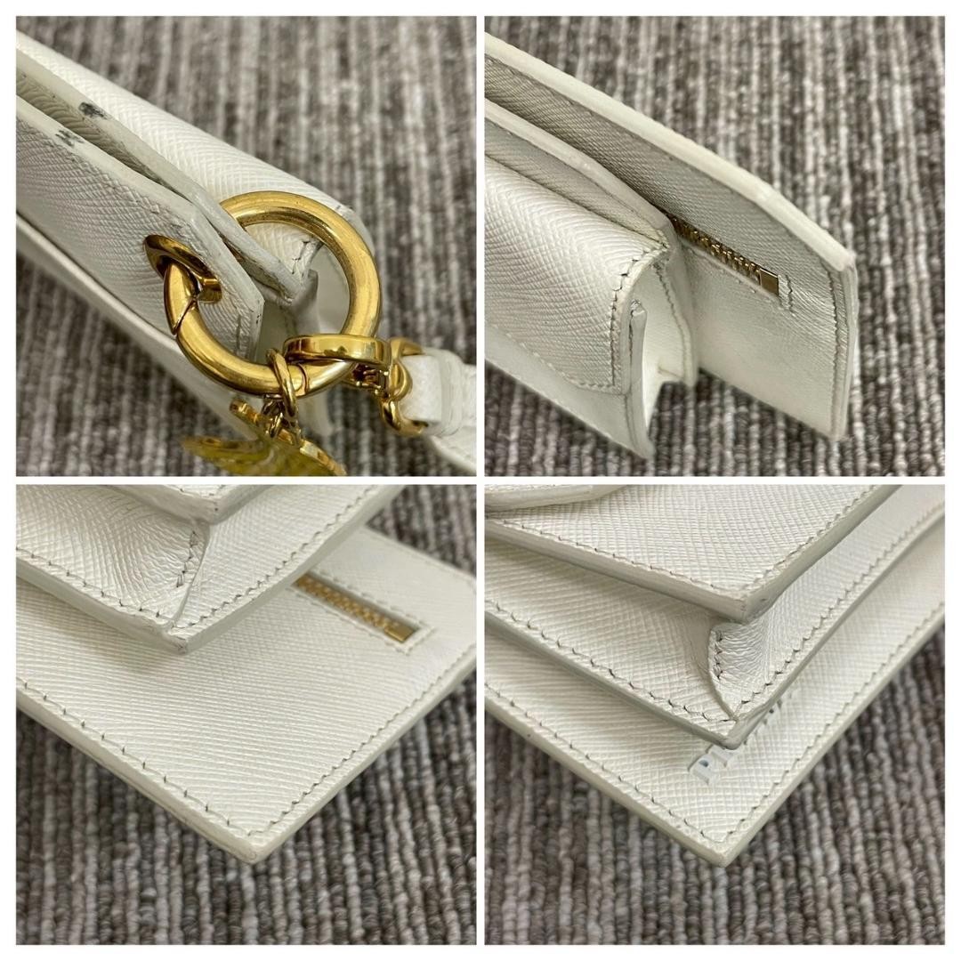 Prada Saffiano Card Case with Banana Charm Silver Tone Metal Accents thumbnail 8