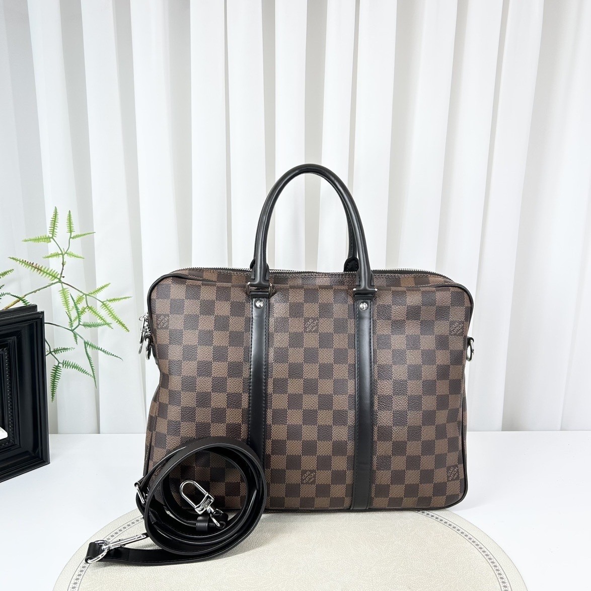 Louis Vuitton Brown Canvas Handbag Briefcase Laptop Bag For Women