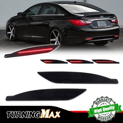 Smoked LED Bumper Tail Brake Lights w/ Turn Signal Set For 11-14 Hyundai Sonata