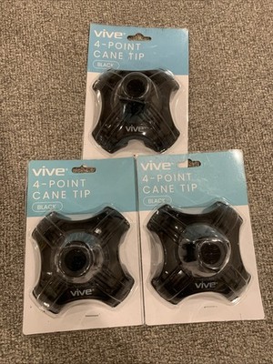 3X Vive Self-Standing Cane Tip Black