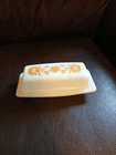 Vintage HTF PYREX Butterfly Gold Butter Dish With Lid Excellent