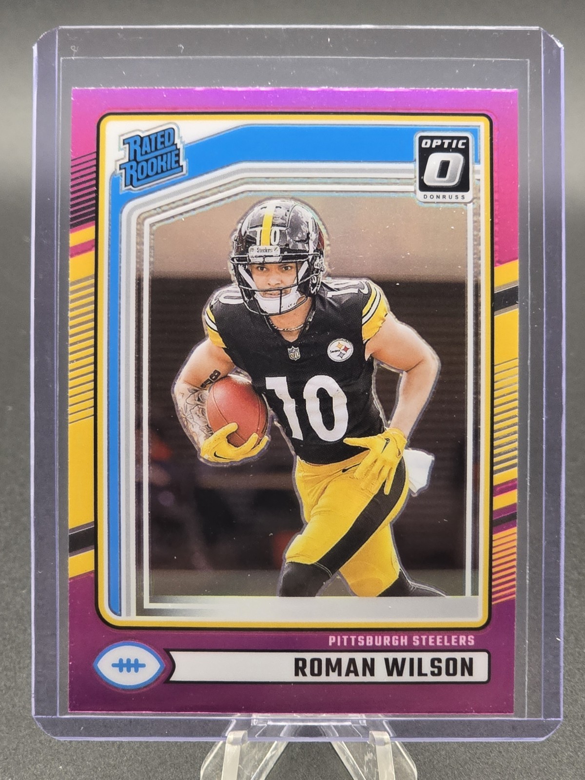 2024 Panini Donruss - Rated Rookie Roman Wilson #348 Optic Preview Pink Prizm RC
