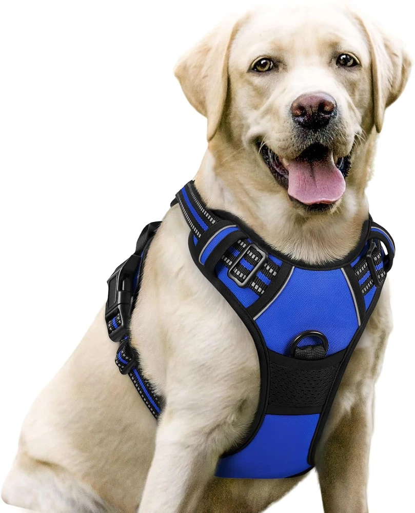 Dog Harness No Pull with 2 Leash Clips, Adjustable Soft Padded, Reflective Oxfor