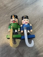 Vintage Wood Nutcracker Stocking Hangers Holders Sun Hill Industries Christmas