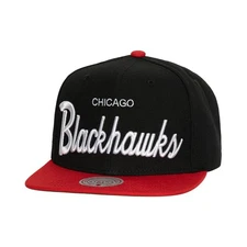 Mitchell & Ness Chicago Blackhawks "Vintage Script" Snapback Hat (Black/Red) Cap