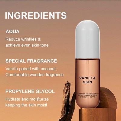 Vanilla Skin   Körper- und Haarduft-Nebelparfüm für langanhaltende, nicht r