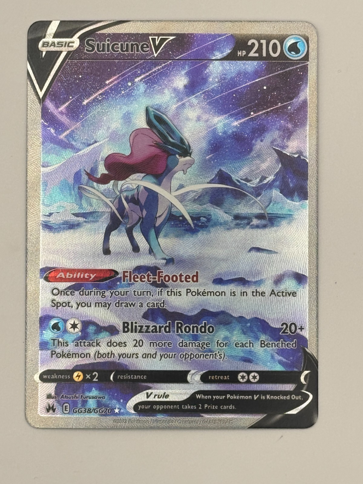 Suicune V GG38/GG70 Pokémon TCG Crown Zenith Ultra Rare Full Art NM