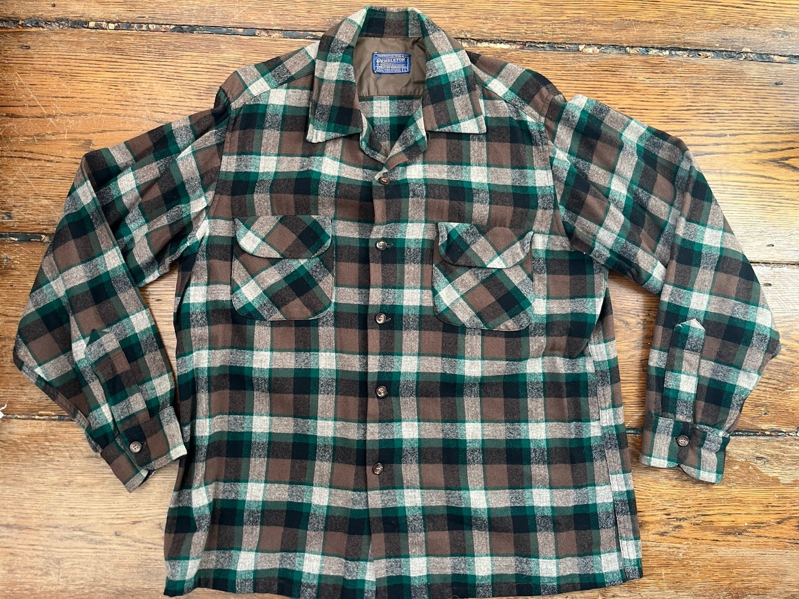 CLASSIC Pendleton Wool Board Shirt Loop Collar Fl… - image 1