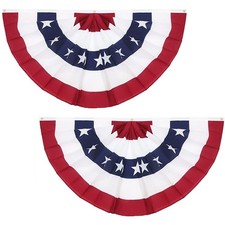3x6 Ft American Pleated Fan Flag, USA Patriotic Half Bunting Outdoor