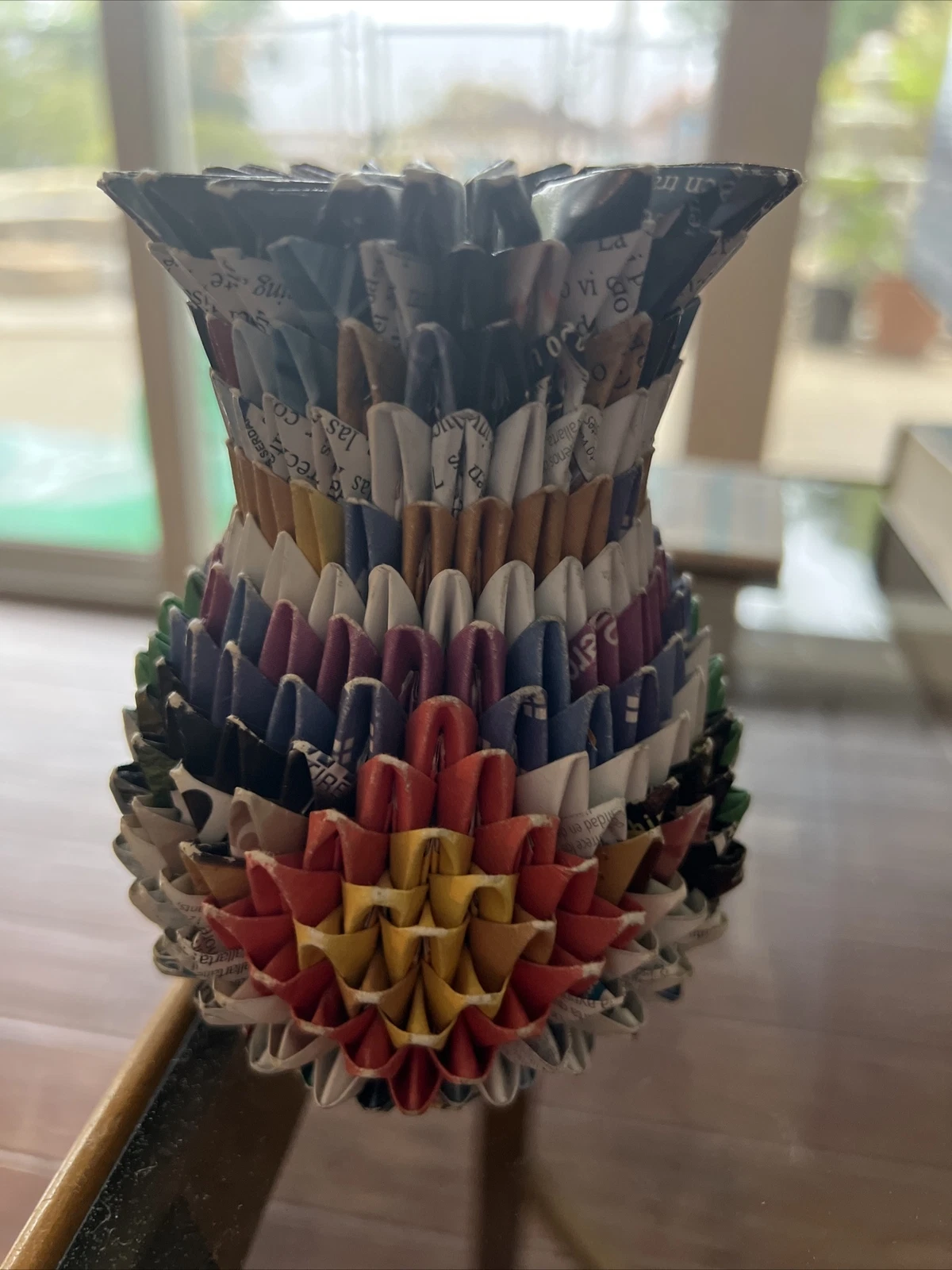 3D Modular Origami Paper Flower Vase Magazine Paper Art Decor Handmade