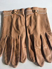 Vintage 60s Carson Pirie Scott Brown Kid Leather Gloves. Made in Italy