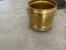 cache pot en laiton pieds à griffes diamètre 13cm anses anneaux ht 15.5cm