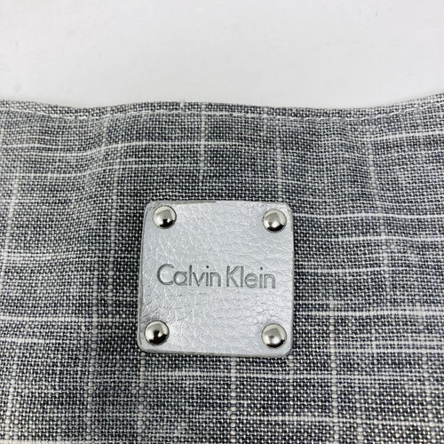 Calvin Klein Gray Canvas Travel Tote Bag Snap Close 16”x12” - Picture 2 of 6