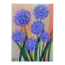 Purple Wildflower Original Painting Semi-Abstract Art Decor Handmade Wall Art