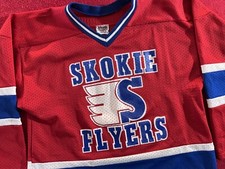Youth XL Vintage Skokie Flyers 12 Lebovics Mi-La Snacks Hockey Jersey