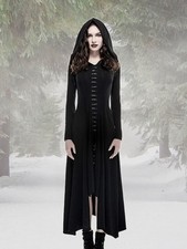 Gothic Emo Kleid Kapuze Maxi Hoodie Victorian Wicca Hexe Kleid Mantel Punk Rave