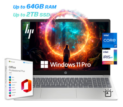 2024 HP Laptop 15.6'' 10-Core Intel i7,Upto 64GB RAM 2TB SSD, Backlit KB, W11 Pro