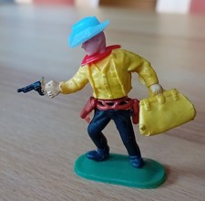 WILDWEST Figurka KOWBOJ ZŁODZIEJ BANK z TORBĄ Western Top Żółte Czarne spodnie