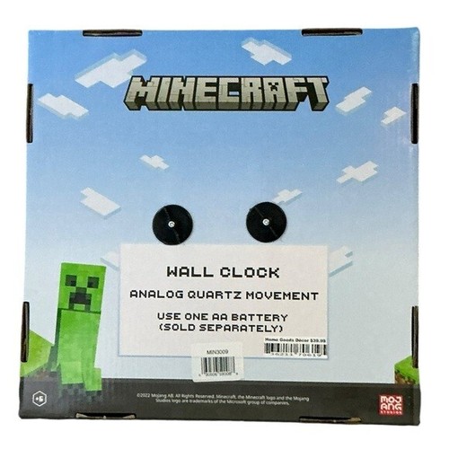Minecraft Grass Block Square Wall Clock Gamer Home Decor 11 in Tan Green NEW - Picture 8 of 15