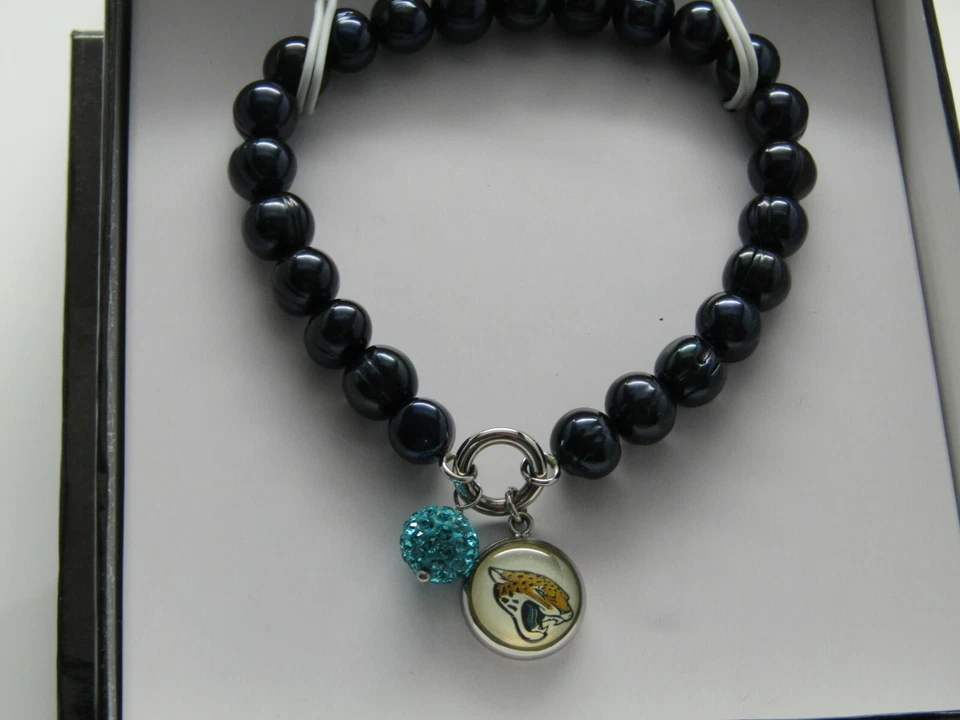 Pulsera Honora Perla Cultivada 7.0mm Equipo NFL Dije Elástico Jaguares Promedio Foto 3 de 4