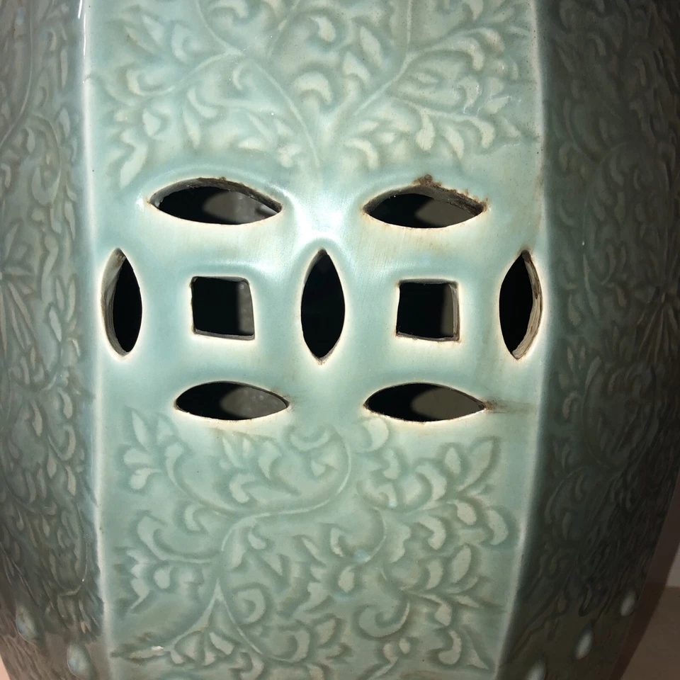 Asiento de jardín octogonal Celadon chino antiguo/vintage altura: 17 1/2" Foto 3 de 4